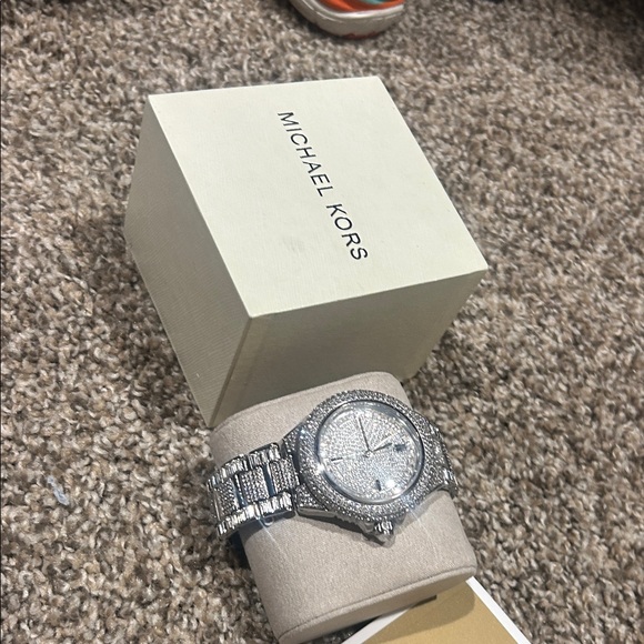 Michael Kors Silver Crystal-Embellished Watch